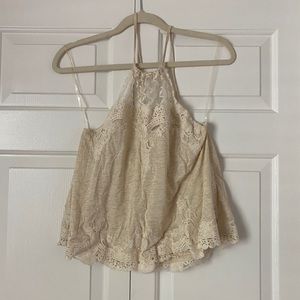 Adorable, cream, lace halter top